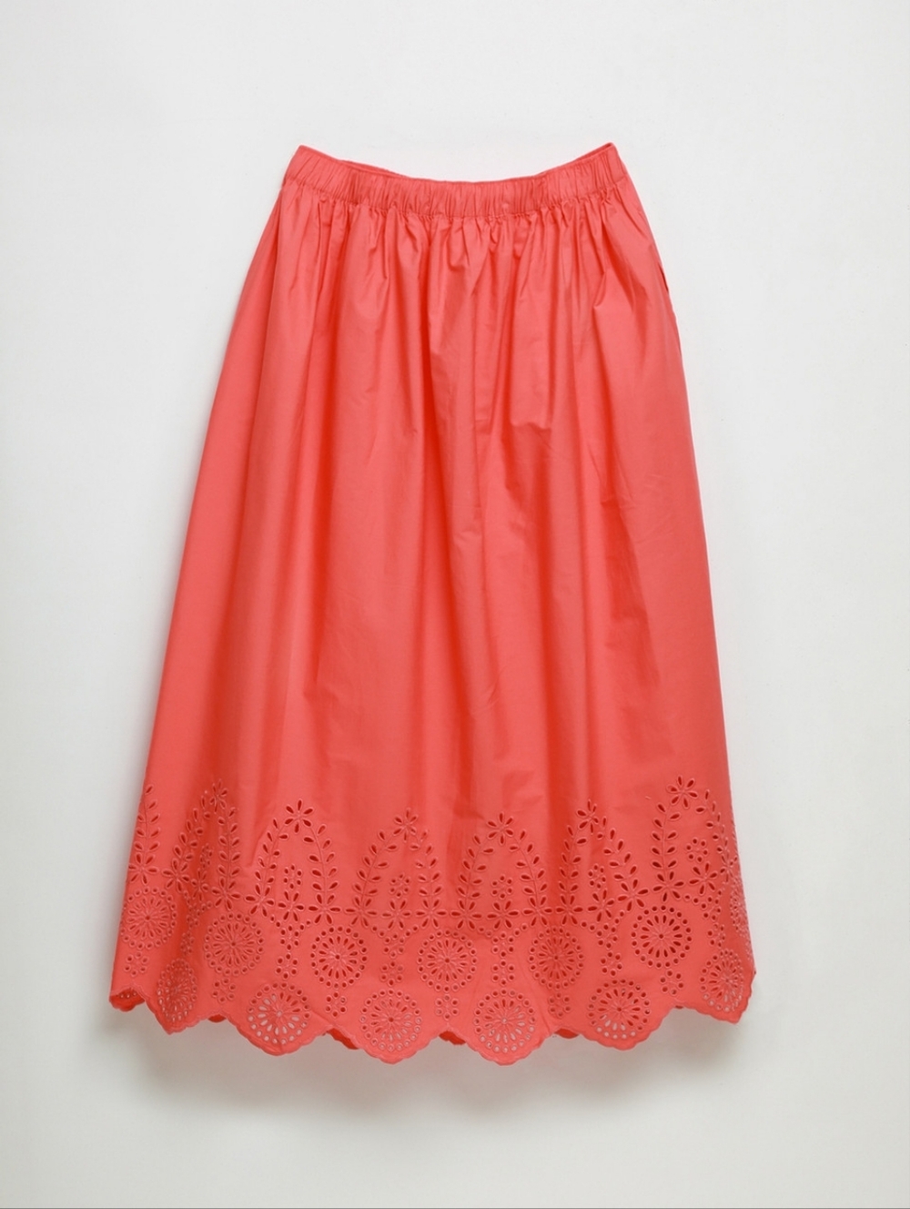 Ricki's Eyelet Long Summer Skirt Coral Pink Large